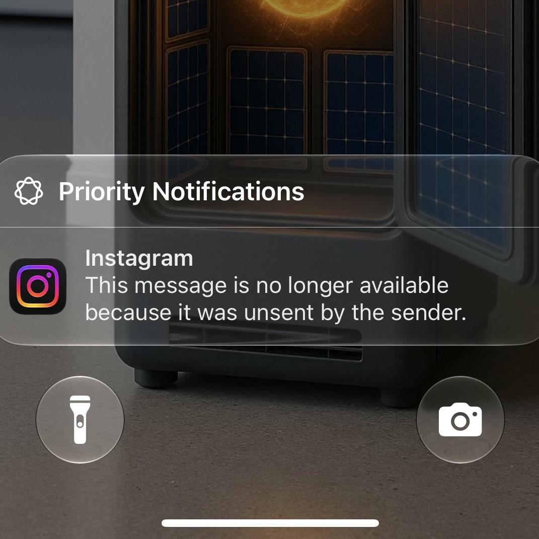 iPhone notification saying the Instagram message is no longer available because the sender unsent it